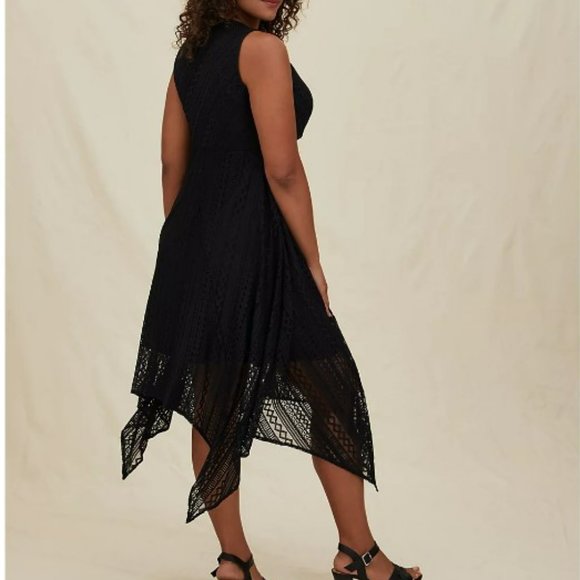 Torrid Sleeveless Black Lace Handkerchief Hem A-Line Dress With Pockets …witchy - Picture 3 of 6